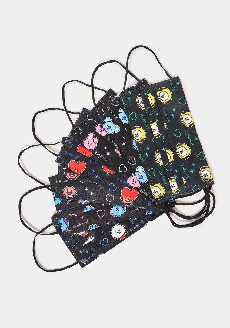 Cheapest ❤️ The Creme Shop Black 3-Ply Disposable Protective Face Masks 🤩 1 The Creme Shop Black 3-Ply Disposable Protective Face Masks